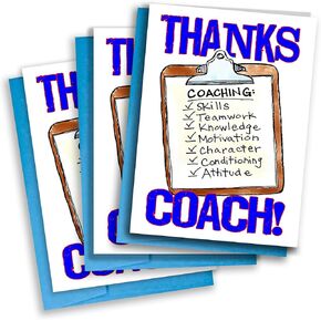 Play Strong 3-Pack Best SOCCER Coach Clipboard 3-Pack Thanks Coach Cards 5x7 Inch Sports Greeting Cards Awesome for Soccer Team Party Thank You Coach Appreciation Gifts - Your Coaches Will Love 'Em