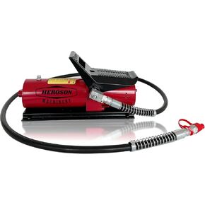 HEROSON Air Hydraulic Pump,10,000 PSI High Pressure Pneumatic Hydraulic Pump,0.7L Reservoir, NPT 3/8" Oil Outlet, NPT 1/4" Inlet,with Air Line Lubricator Hose,Foot Operated Air Over Hydraulic Pump-us