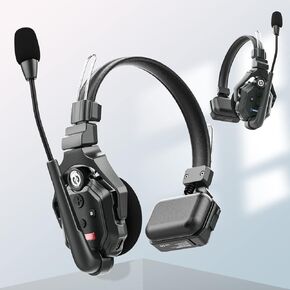 Hollyland Solidcom C1 Full-Duplex 4 Users Wireless Headset Intercom System 1100ft Single Ear Headset Headphone Microphone with 8 Batteries & Replaceable Earpads