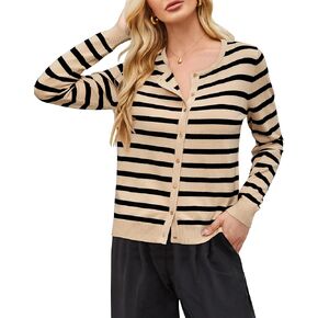 Newshows Women's 2024 Lightweight Button Down Long Sleeve Casual Crew Neck Soft Knit Fall Cardigan Sweater Tops
