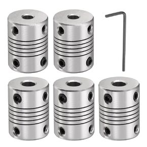 uxcell 5 Pcs Aluminum Alloy Shaft Coupling 5mm to 6.35mm, Flexible Coupling Motor Connector Joint, Stepper Motor Coupler for CNC Machine & 3D Printer (L25xD19)
