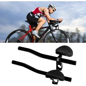 Bike Aero Bar, Bicycle Bike Armrest Handlebars Aluminum Alloy Armrest Bar for Road Bike Bicycle Racing TT Handlebar Clip on Relaxation Handle Triathlon Handkebars