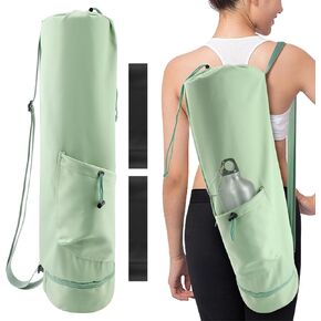 UXELY Yoga Mat Bag with 2 pcsResistance Bands, Exercise Yoga Mat Carrier Multi Functional Storage Bag, Yoga Bag to Gym Class Beach Park Travel, Yoga Backpack with Pockets