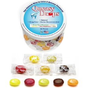 Three Lollies Queasy Drops- Supports Motion Sickness Relief. Also Pregnancy & Morning Sickness Relief. Stomach Settle Drops Assorted 48 Count