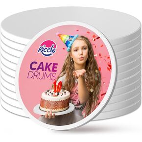 RICCLE Cake Boards - 10 Inch Cake Drums - Smooth-Edged Pack of 12 Cake Drums - Sturdy Cake Boards 10 Inch Round - Bend Resistant Multi-Layered Cake Base for Minimalist Displays