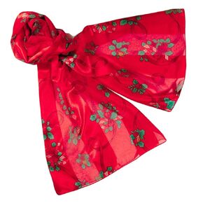 Silver Candy Canes, Holly and Ribbons Christmas Holiday Scarves - W501SL