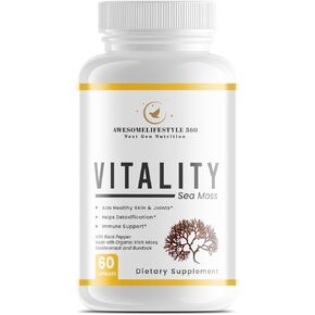 Awesomelifestyle360 Next Gen Nutrition Vitality Sea Moss 60 Capsules, Promote Both Men's and Women's intestinal Health, and Enhanced Energy