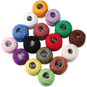 HomeSoGood 16 Rolls Solid Color Cotton Thread Ball - Rainbow Color Cross Stitch & Crochet Thread for Crafts