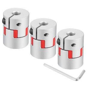 uxcell 3pcs D20 L25 6mm to 10mm Flexible Plum Shaft Coupling Aluminum Motor Connector Flexible Spider Coupler for 3D Printer CNC Machine and Servo Stepper Motor (Silver Tone/Red)