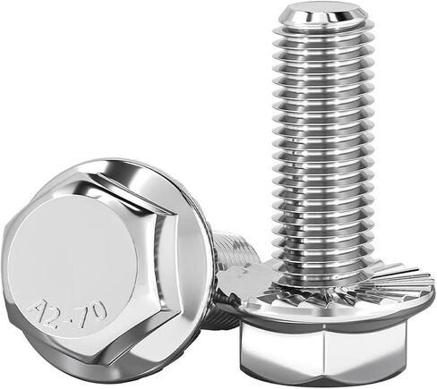 cSeao M8-1.25 x 35mm Flanged Hex Head Bolts Flange Hexagon Screws, Stainless Steel 18-8 (304), Plain Finish, 10 PCS in Kuwait