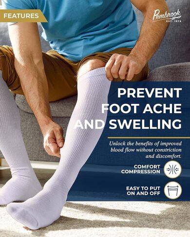 Pembrook Light Compression Socks for Men - 3 Pairs | 8-15 mmhg Compression Dress Socks for Men | Support Socks for Men in Kuwait