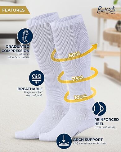 Pembrook Light Compression Socks for Men - 3 Pairs | 8-15 mmhg Compression Dress Socks for Men | Support Socks for Men in Kuwait