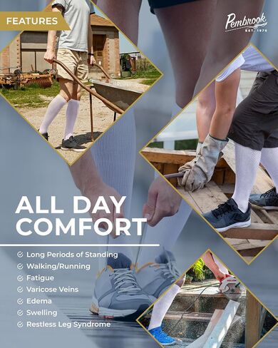 Pembrook Light Compression Socks for Men - 3 Pairs | 8-15 mmhg Compression Dress Socks for Men | Support Socks for Men in Kuwait