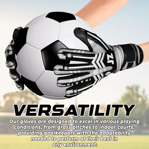 Professional Soccer Goalie Gloves for Youth Adult,Goalkeeper Gloves with Removable Finger Protect,Breathable,Strong Grip,6MM Latex Palm,Double Wrist Support in Kuwait