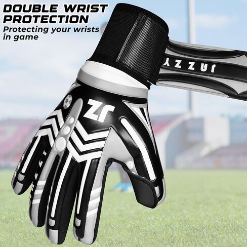 Professional Soccer Goalie Gloves for Youth Adult,Goalkeeper Gloves with Removable Finger Protect,Breathable,Strong Grip,6MM Latex Palm,Double Wrist Support in Kuwait