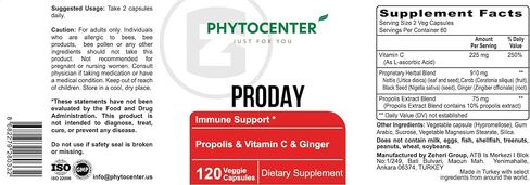 PRODAY مكمل دعم المناعة مع البروبوليس وفيتامين C والزنجبيل والقراص والخروب والبذور السوداء (Vcaps) in Saudi Arabia