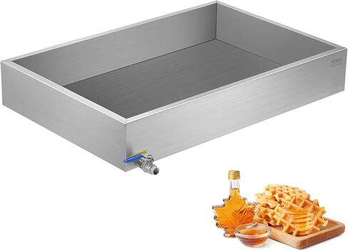 VEVOR Maple Syrup Evaporator Pan, 19.6 Gal, 30 x 16 x 9.5 Inch Maple Syrup,304 Stainless Steel Maple Syrup with Thermometer, 2 Valves and 3 Heating Methods, for Home, Outdoor in Kuwait