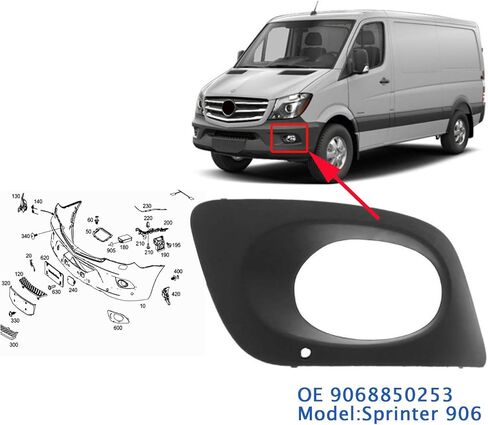 استبدال غطاء مصباح الضباب الخفيف، متوافق مع Mercedes Van Sprinter 2500/3500 W906 2013-2018 OE 9068850353,9068850253 (يسار ويمين) in Saudi Arabia