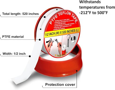 1/2x520 PTFE Tape for Plumbers, Fix Leaky Faucets, Showerheads, Kitchen Sink, Gas Pipe, Waterproof Sealing Tape, Thread Seal Tape for Hose, Teflon Tape for Showerhead, Pipe Repairs (Pack 6) in Saudi Arabia