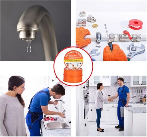 1/2x520 PTFE Tape for Plumbers, Fix Leaky Faucets, Showerheads, Kitchen Sink, Gas Pipe, Waterproof Sealing Tape, Thread Seal Tape for Hose, Teflon Tape for Showerhead, Pipe Repairs (Pack 6) in Saudi Arabia