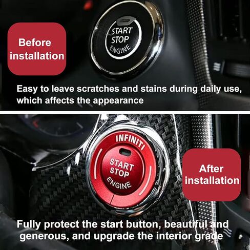 Engine Start Button Cover, 2pcs Engine Start Stop Button Trim Cover Aluminum Alloy Decor Fit for Infiniti Q50 Q50L QX60(Blue) in Saudi Arabia