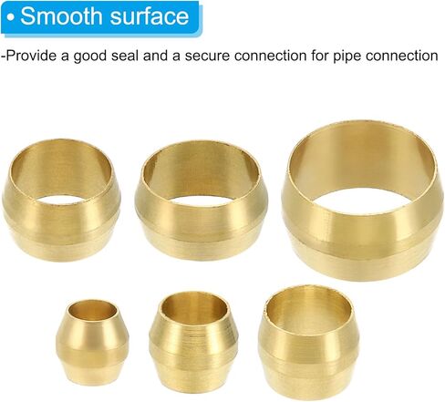 حلقة أكمام ضغط نحاسية من PATIKIL لـ 1/8 بوصة 3/16 بوصة 1/4 بوصة 5/16 بوصة 3/8 بوصة 1/2 بوصة أنبوب OD، 120 حزمة من الطويق النحاسي المناسب لأنابيب ضغط النحاس مجموعة متنوعة لغاز الماء الهوائي in Kuwait