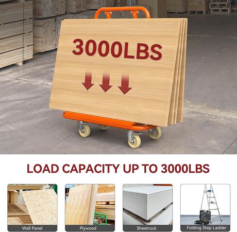 YITAMOTOR Drywall Cart, 3000lbs Heavy Duty Drywall Sheet Cart 45.3" L × 22.4" W × 46" H with 4 Swivel Wheels Panel Cart Lumber Cart Plywood Cart for Wall Panel, Sheetrock, Wood Panel in Saudi Arabia