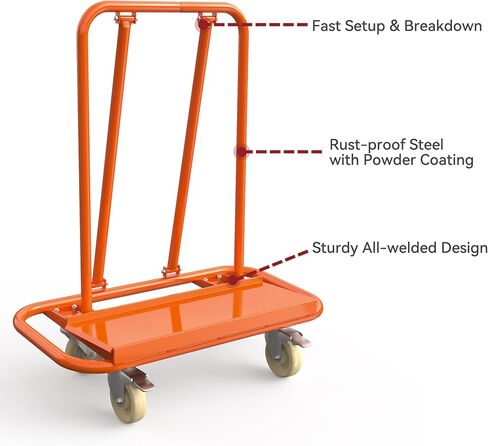 YITAMOTOR Drywall Cart, 3000lbs Heavy Duty Drywall Sheet Cart 45.3" L × 22.4" W × 46" H with 4 Swivel Wheels Panel Cart Lumber Cart Plywood Cart for Wall Panel, Sheetrock, Wood Panel in Saudi Arabia