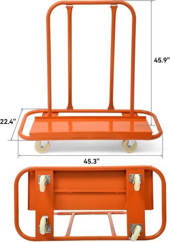 YITAMOTOR Drywall Cart, 3000lbs Heavy Duty Drywall Sheet Cart 45.3" L × 22.4" W × 46" H with 4 Swivel Wheels Panel Cart Lumber Cart Plywood Cart for Wall Panel, Sheetrock, Wood Panel in Saudi Arabia