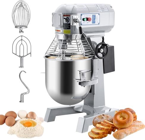 15QT Commercial Food Mixer, 600w High Efficiency Commercial Mixer with 3 Speeds & Stainless Steel Bowl, 130/233/415 Rpm Large Dough Mixer for Bakeries Restaurants Baking Equipment in Saudi Arabia