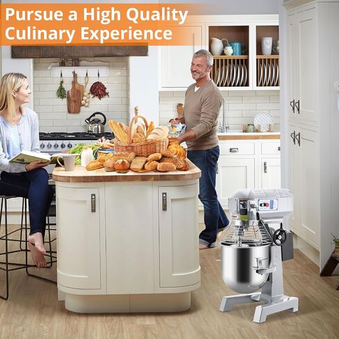 15QT Commercial Food Mixer, 600w High Efficiency Commercial Mixer with 3 Speeds & Stainless Steel Bowl, 130/233/415 Rpm Large Dough Mixer for Bakeries Restaurants Baking Equipment in Saudi Arabia