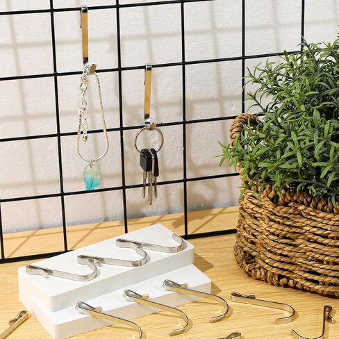 20 Pack Wire Rack Hook Shelf Hook Wire Shelving Accessories J Shaped Hook Stainless Steel Hanger Snap On Hooks Hanging Sink Grid Hook Heavy Duty Hook for Kitchen Bedroom Office, Silver in Saudi Arabia