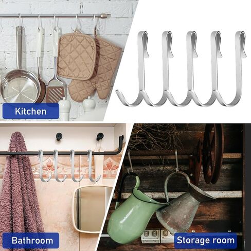 20 Pack Wire Rack Hook Shelf Hook Wire Shelving Accessories J Shaped Hook Stainless Steel Hanger Snap On Hooks Hanging Sink Grid Hook Heavy Duty Hook for Kitchen Bedroom Office, Silver in Saudi Arabia