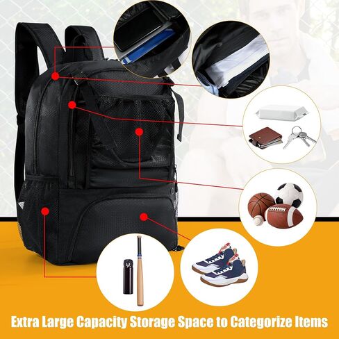BALAPET Basketball Backpack Large Sports Bag with Shoes Compartment and Basketball Bag with Fence Hook for Basketball, Soccer,Volleyball& Equipment, Basketball, Swimming, Fitness, Travel Essentials in Saudi Arabia