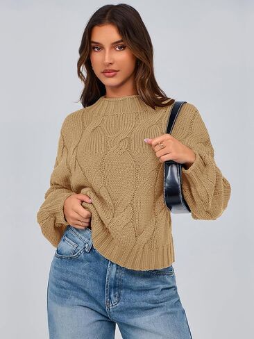 PRETTYGARDEN Women's Cable Knit Sweaters Casual Long Sleeve Crewneck Oversized Chunky Fall Winter Sweater Pullover Tops 2024 in Saudi Arabia