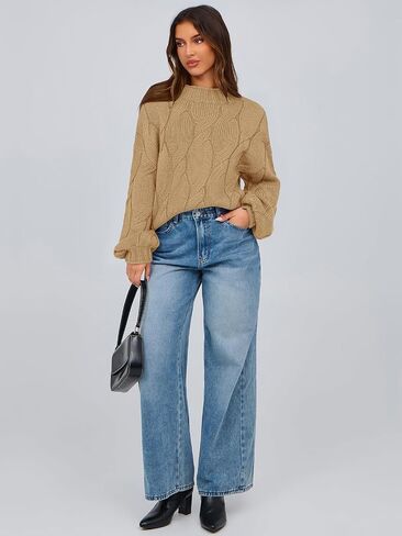 PRETTYGARDEN Women's Cable Knit Sweaters Casual Long Sleeve Crewneck Oversized Chunky Fall Winter Sweater Pullover Tops 2024 in Saudi Arabia
