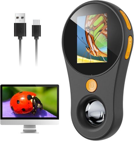 Mini Microscope for Adults, SKYBASIC 2" IPS Screen 500X Digital Microscope Camera, Fixed Focus, PC Compatible, Handheld Pocket Microscopes for Explore Plants Grow/Kids Science Edu Fun Birthday Gifts in Saudi Arabia