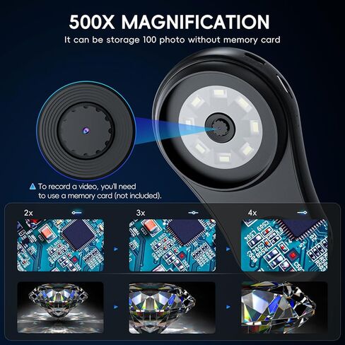 Mini Microscope for Adults, SKYBASIC 2" IPS Screen 500X Digital Microscope Camera, Fixed Focus, PC Compatible, Handheld Pocket Microscopes for Explore Plants Grow/Kids Science Edu Fun Birthday Gifts in Saudi Arabia