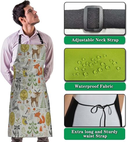 Kitchen Aprons for Women Antique Black Chemical Distillation Doodle Design Chef Apron Men for Cooking Restaurant BBQ Painting Crafting Gardening 27" (W) x 31" (H), Waterproof Apron in Saudi Arabia