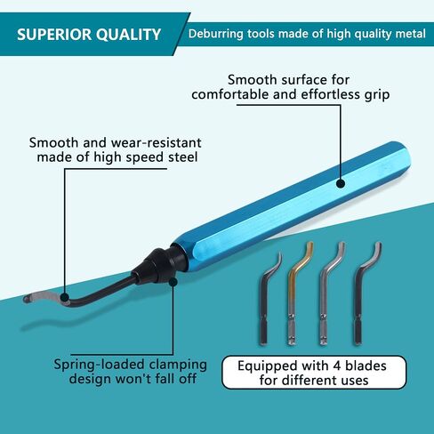 Deburrer Tool, Metal Handle Hand deburrer deburring Tools Burr Cutting with 4 Pieces Replacement Blades for Edge&Hole of 3D Printer, Plastic, Metal, Aluminum and Stainless Steel, Burr Remover in Saudi Arabia