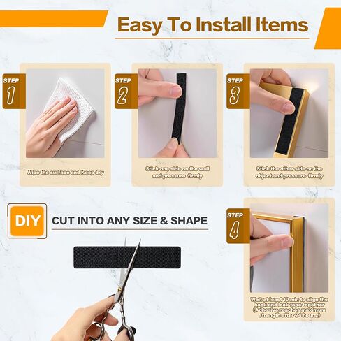 Heavy Duty Hook and Loop Strips with Adhesive,20 Sets of 1x1 inch Nylon Self Adhesive Tape, Double Sided Strong Back Adhesive Tape, Suitable for Office, Home and Crafting.No holes and no Screws, White in Kuwait