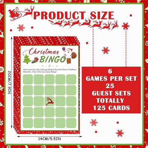 150 Sheets Christmas Bingo Game Xmas Holiday Winter Party Supplies Favors Word Scramble Games Word Search Game Funny Christmas Party Game Set for Classroom Prizes, 6 Styles in Saudi Arabia