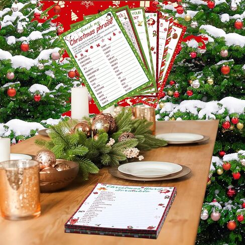150 Sheets Christmas Bingo Game Xmas Holiday Winter Party Supplies Favors Word Scramble Games Word Search Game Funny Christmas Party Game Set for Classroom Prizes, 6 Styles in Saudi Arabia