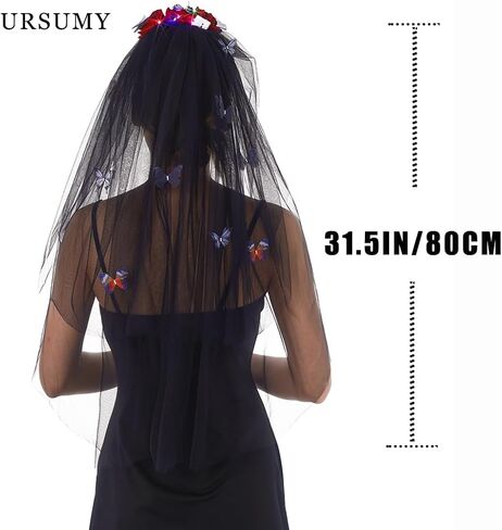 Ursumy Gothic Floral Headband Halloween Headband Rose Veil Headpiece Vintage Headdress Masquerade Cosplay Accessory for Women in Saudi Arabia