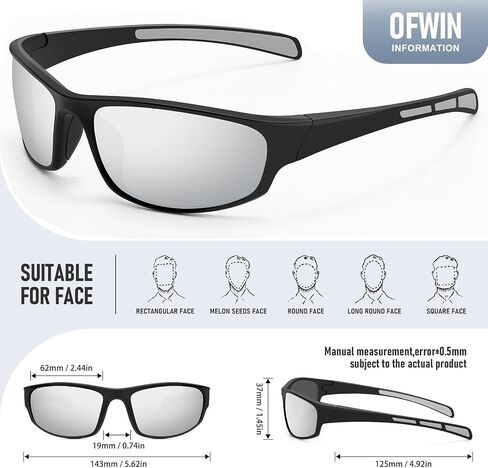 Sports Polarized Sunglasses for Men Women Wrap Around Sun Glasses Fishing Cycling Driving Running UV Protection in Saudi Arabia