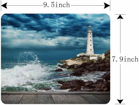 IBILIU Mouse Pad Coastal,Ocean Wave Shore Lighthouse Wood Pier Rectangle Mousepad Non-Slip Rubber Base Computer Mouse Pad for Laptop, Office, Home - 9.5 X 7.9 Inch in Kuwait