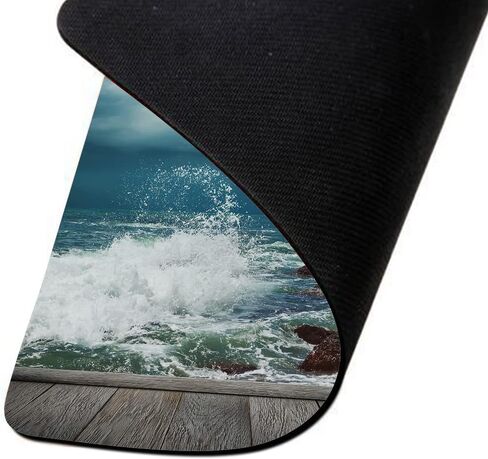 IBILIU Mouse Pad Coastal,Ocean Wave Shore Lighthouse Wood Pier Rectangle Mousepad Non-Slip Rubber Base Computer Mouse Pad for Laptop, Office, Home - 9.5 X 7.9 Inch in Kuwait