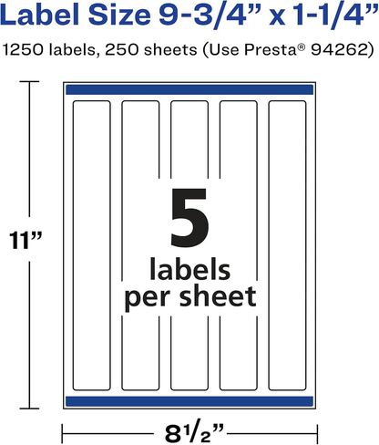 Avery Matte White Rectangle Labels with Sure Feed, 9.75" x 1.25", 125 Matte White Printable Labels in Saudi Arabia