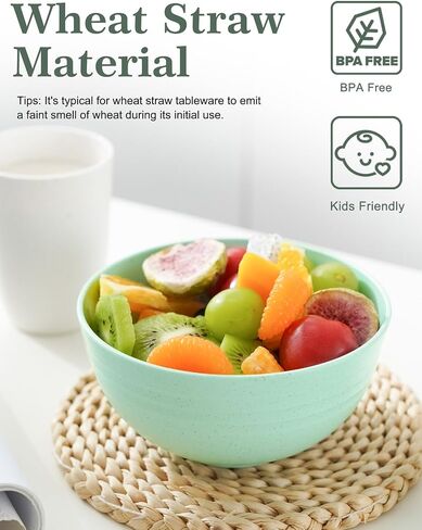 Plastic Cereal Bowls Reusable, 26 OZ Microwave Safe Bowls for Kitchen, Wheat Straw Soup Bowls Set, Dishwasher Safe, BPA Free Bowl Set of 8 in Saudi Arabia