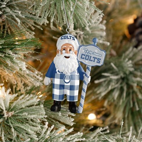 FOCO Indianapolis Colts Santa Wearing Overalls Holiday Ornament in Saudi Arabia